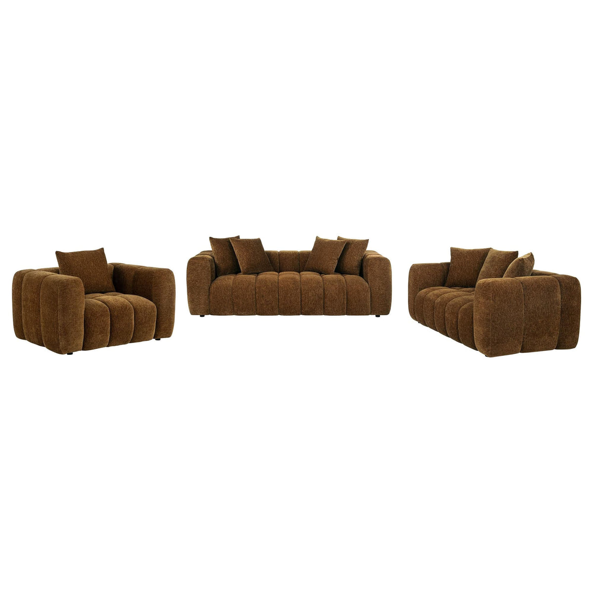 Lazaro 3-piece Fabric Upholstered Wide Channel Sofa Set Bronze — product view