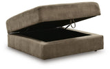 Camellia-Court Coffee Chenille Ottoman With Storage angled view