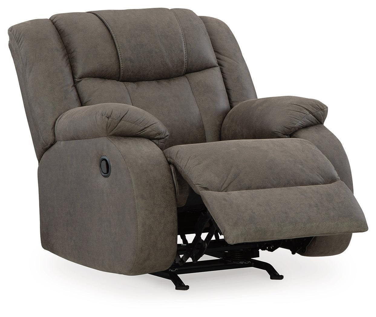 First Base Gunmetal Faux Leather Recliner