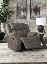 First Base Gunmetal Faux Leather Recliner