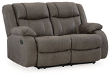 First Base Gunmetal Faux Leather Reclining Loveseat