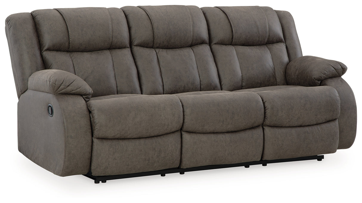 First Base Gunmetal Faux Leather Reclining Sofa