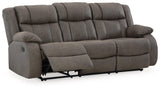 First Base Gunmetal Faux Leather 3-Seat Reclining Sofa