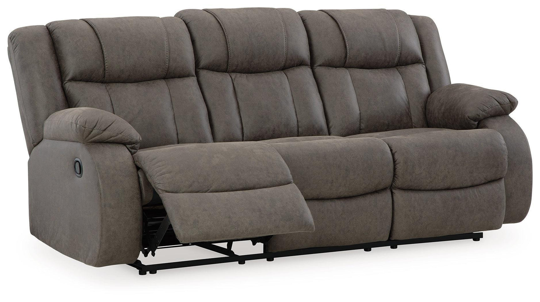 First Base Gunmetal Faux Leather 3-Seat Reclining Sofa