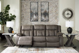 First Base Gunmetal Faux Leather 3-Seat Reclining Sofa