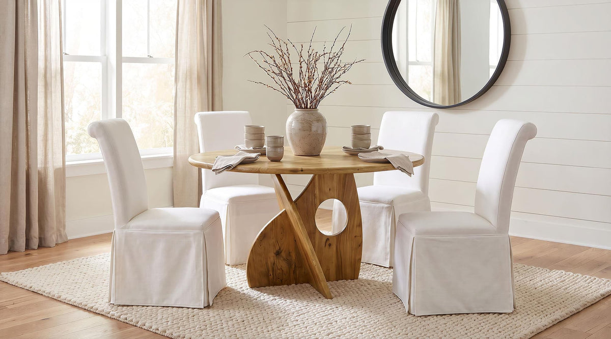 Snyder Round Pedestal Solid Wood Dining Table Natural Acacia — product image 6