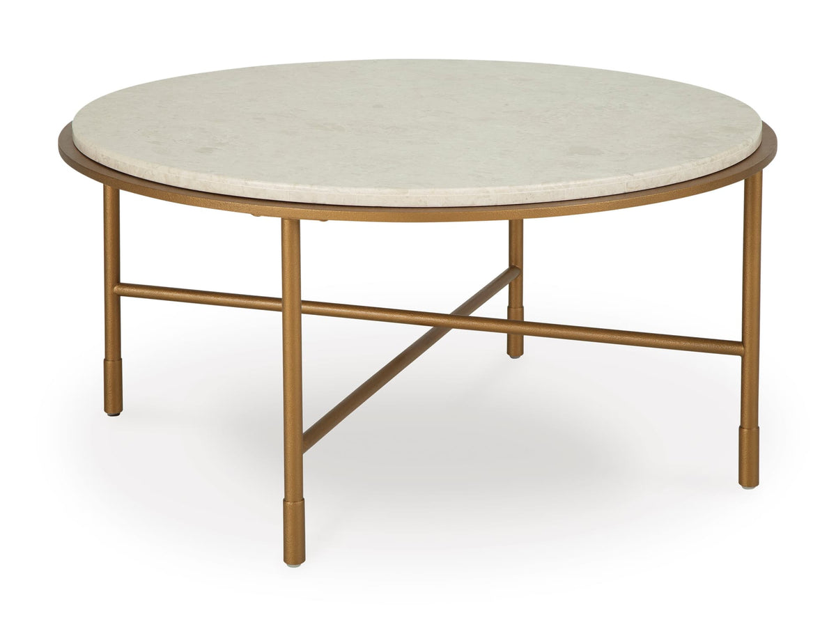 Antique Gold Natural Marble Coffee Table and End Table Set — product image 2