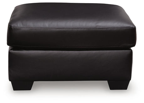 Glennbre Midnight Faux Leather Ottoman view 3