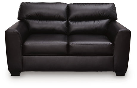 Glennbre Midnight Faux Leather Loveseat view 3