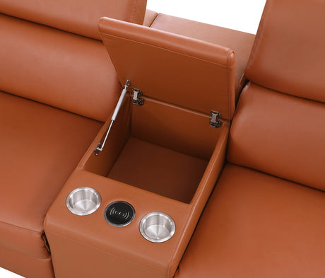 Picasso II Caramel Italian Leather 6-Piece Power Reclining Sectional with 2 Power Seats view 4