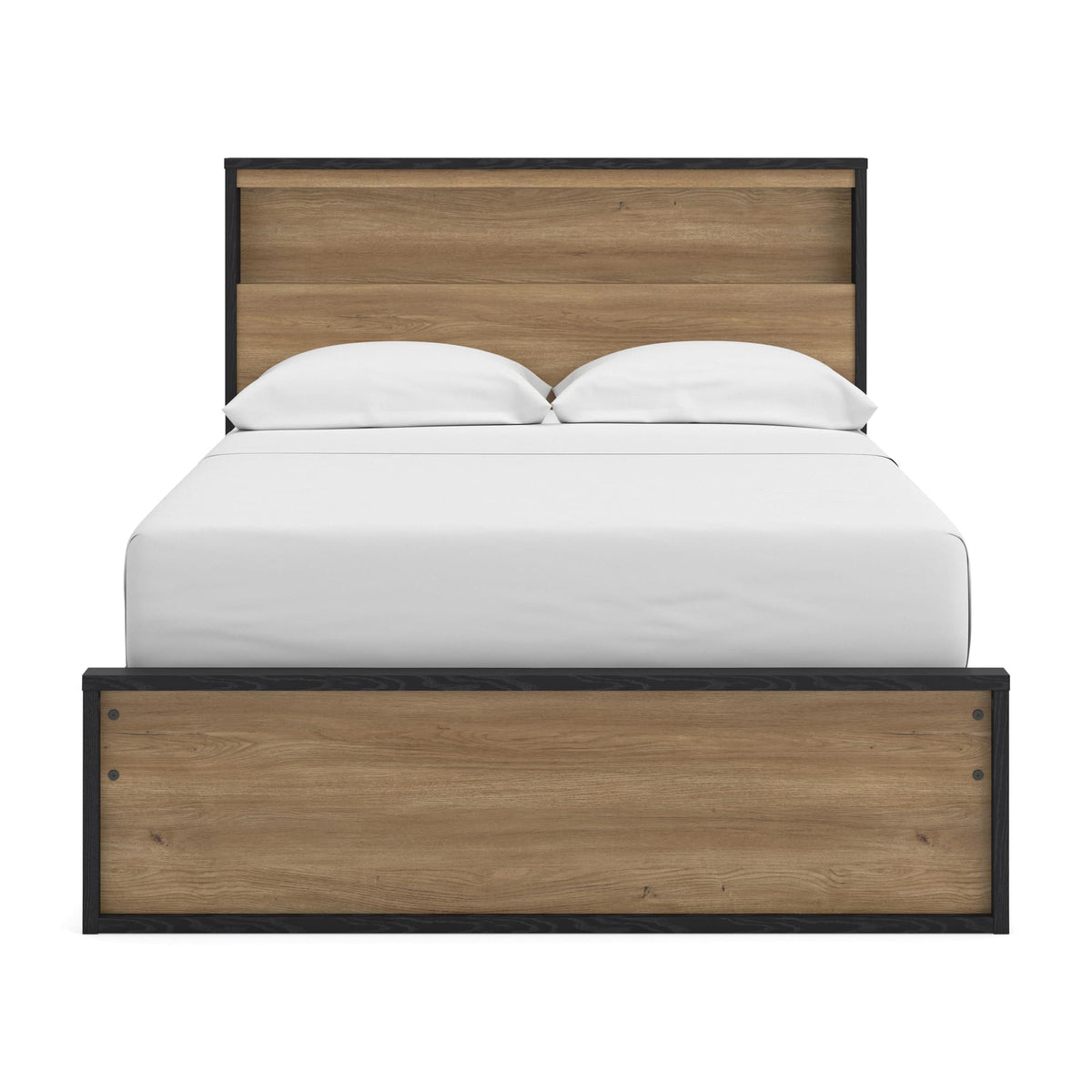 Kozmour Black/Brown Full Bookcase Complete Bed Frame — front view