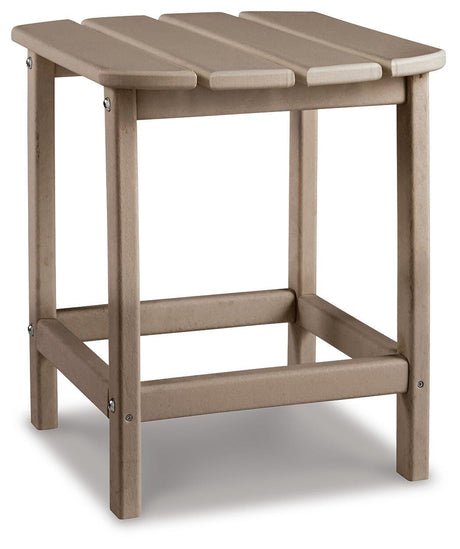 Sundown Treasure Driftwood 2 Outdoor Chairs with End Table — angled view