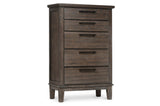 Gray Modern Traditional Solid Wood Veneers Fabric Upholstered Tufted Shelves Bedroom Set - Ella Furniture