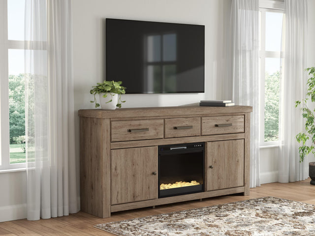 Garistyn Brown 73" TV Stand with Electric Fireplace — product view