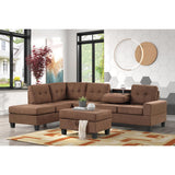 Chocolate Traditional Modern Solid Wood And Plywood Fabric Upholstered Tufted Sectional - Ella Furniture
