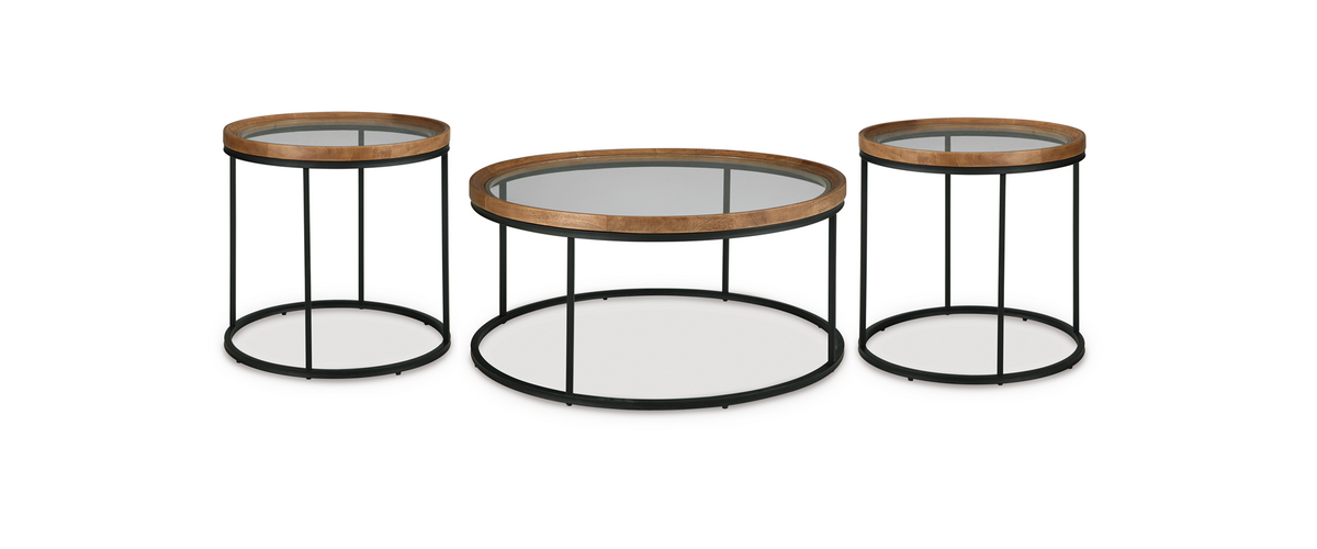 Medium Brown Coffee Table and End Table Set — product view