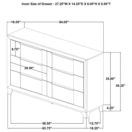 Farre 6-Drawer Dresser Dark Brown — product image 13