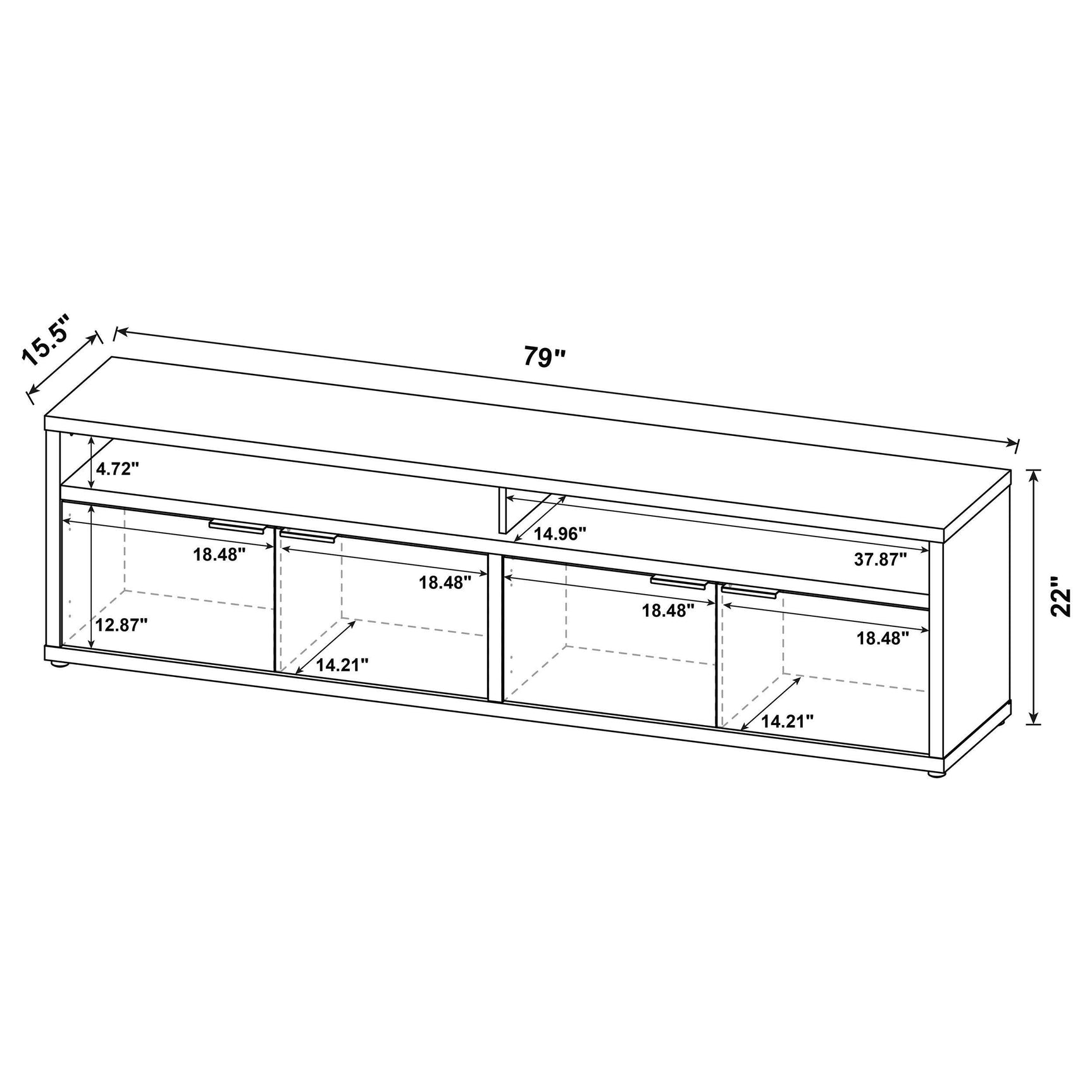 Sentnor 79-inch 4-door Engineered Wood TV Stand Media Console Mango