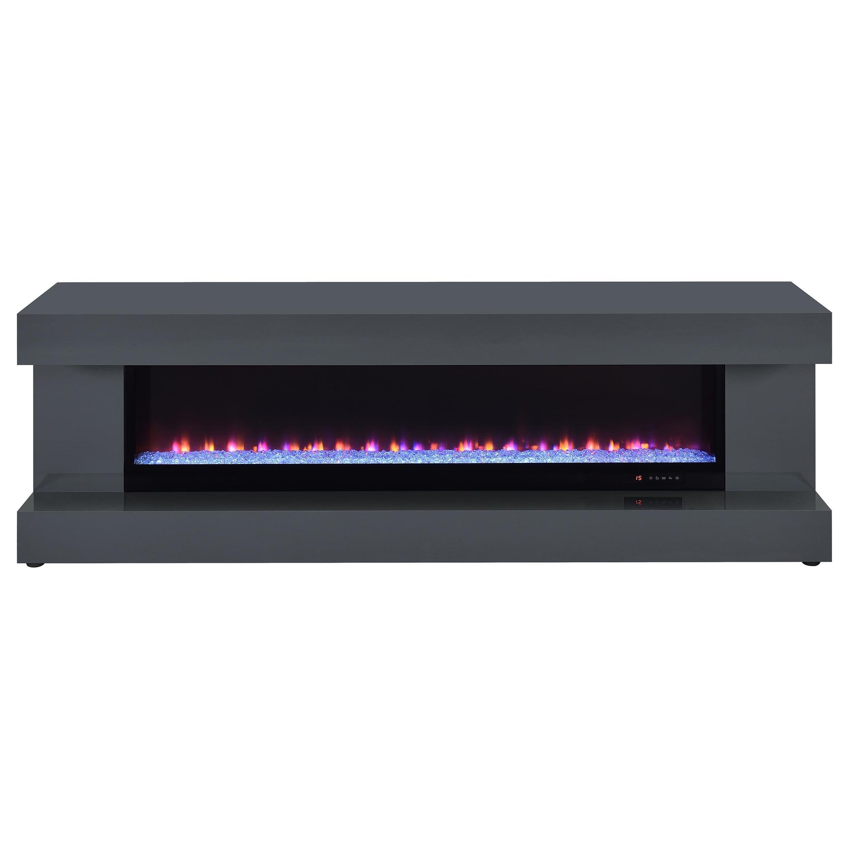 Mallory TV Stand Fireplace Console Bluetooth Speaker Grey High Gloss