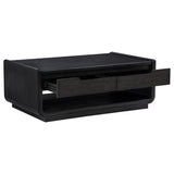 Leandro 2-drawer Wood Cocktail Coffee Table Burnished Black