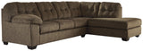 Accrington Earth Microfiber 2-Piece Sleeper Sectional With Chaise - Ella Furniture