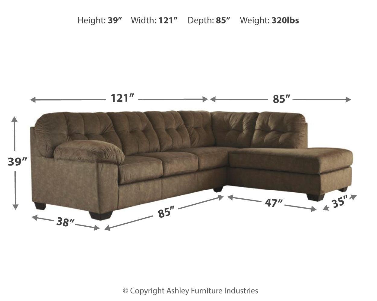 Accrington Earth Microfiber 2-Piece Sleeper Sectional With Chaise - Ella Furniture