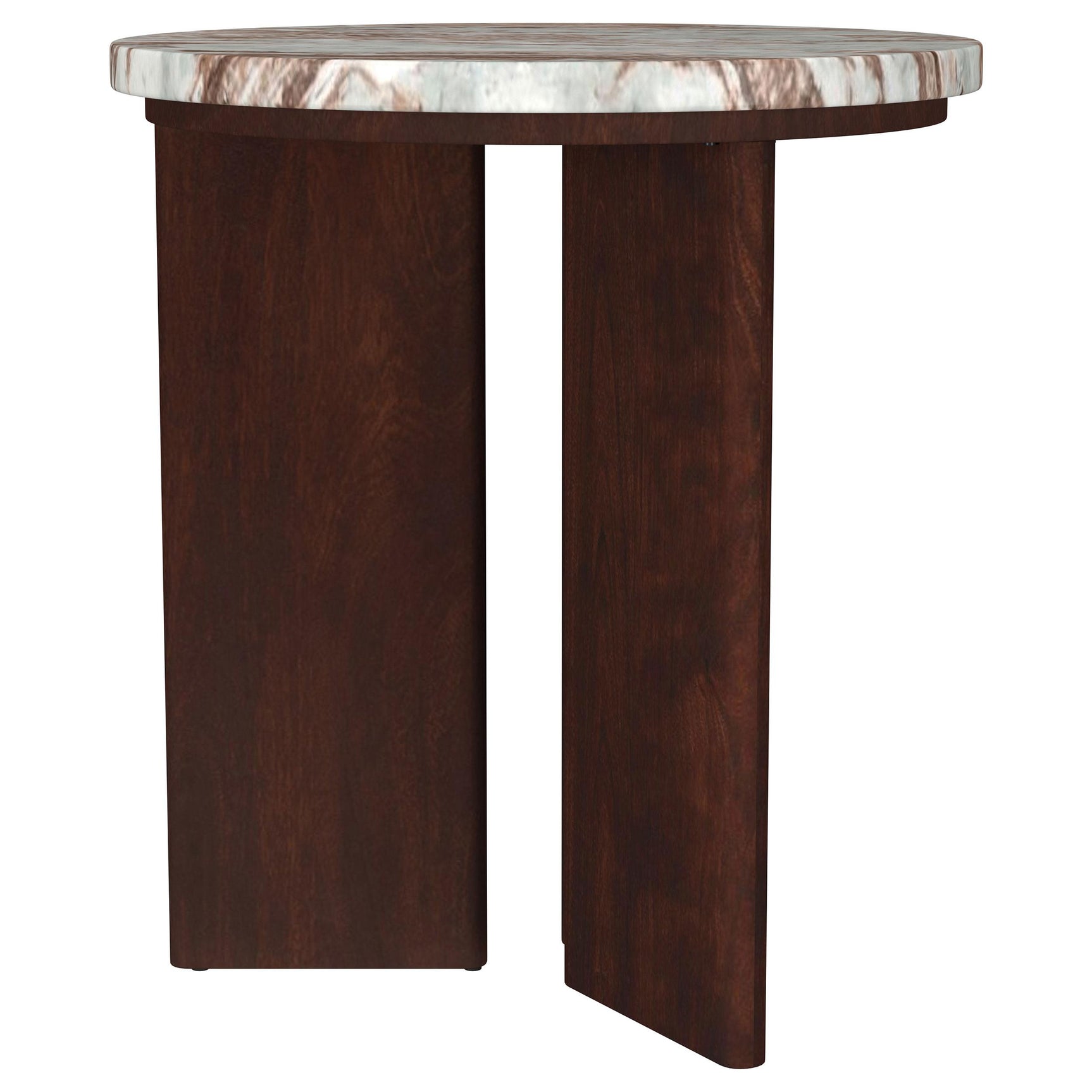 Jenna 2-piece Round Marble Top Coffee Table Set Brown