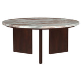 Jenna 3-piece Round Marble Top Coffee Table Set Brown