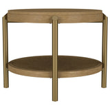 Arini Round End Side Table With Storage Shelf Sand Wash