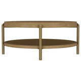 Arini Round Coffee Table With Storage Shelf Sand Wash