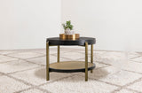 Arini Round End Side Table With Storage Shelf Black