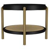 Arini Round End Side Table With Storage Shelf Black