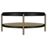 Arini Round Coffee Table With Storage Shelf Black