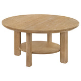 Ottowa 3-piece Round Wood Coffee Table Set Light Oak