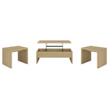 Canoga 3-piece Lift Top Cocktail Coffee Table Set Light Oak