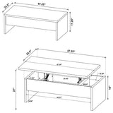 Canoga 3-piece Lift Top Cocktail Coffee Table Set Light Oak