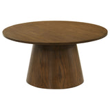 Franklin 2-piece Round Pedestal Coffee Table Set Dark Brown