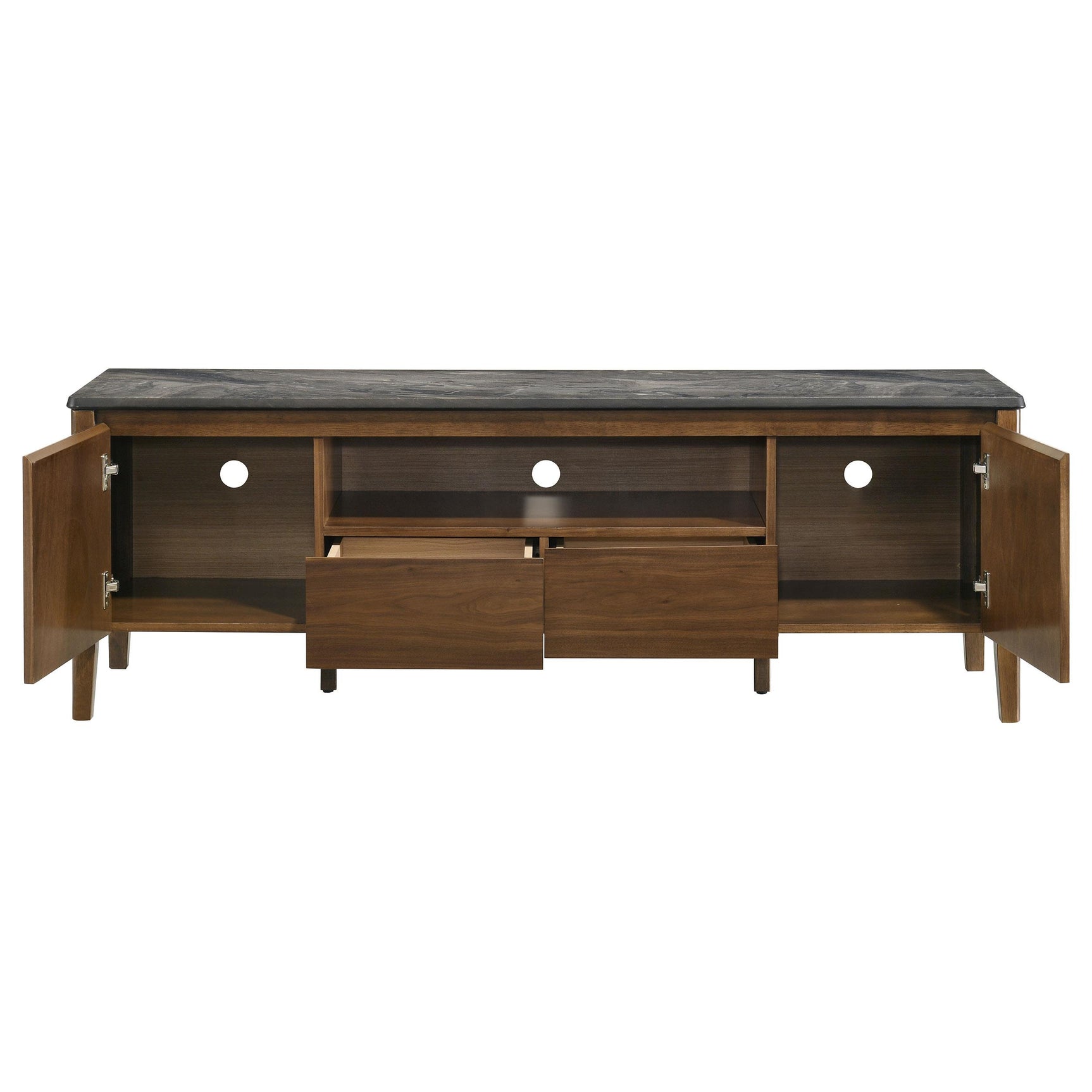 Bradley 63-inch 2-Door SmartTop TV Stand Smokey Grey and Brown