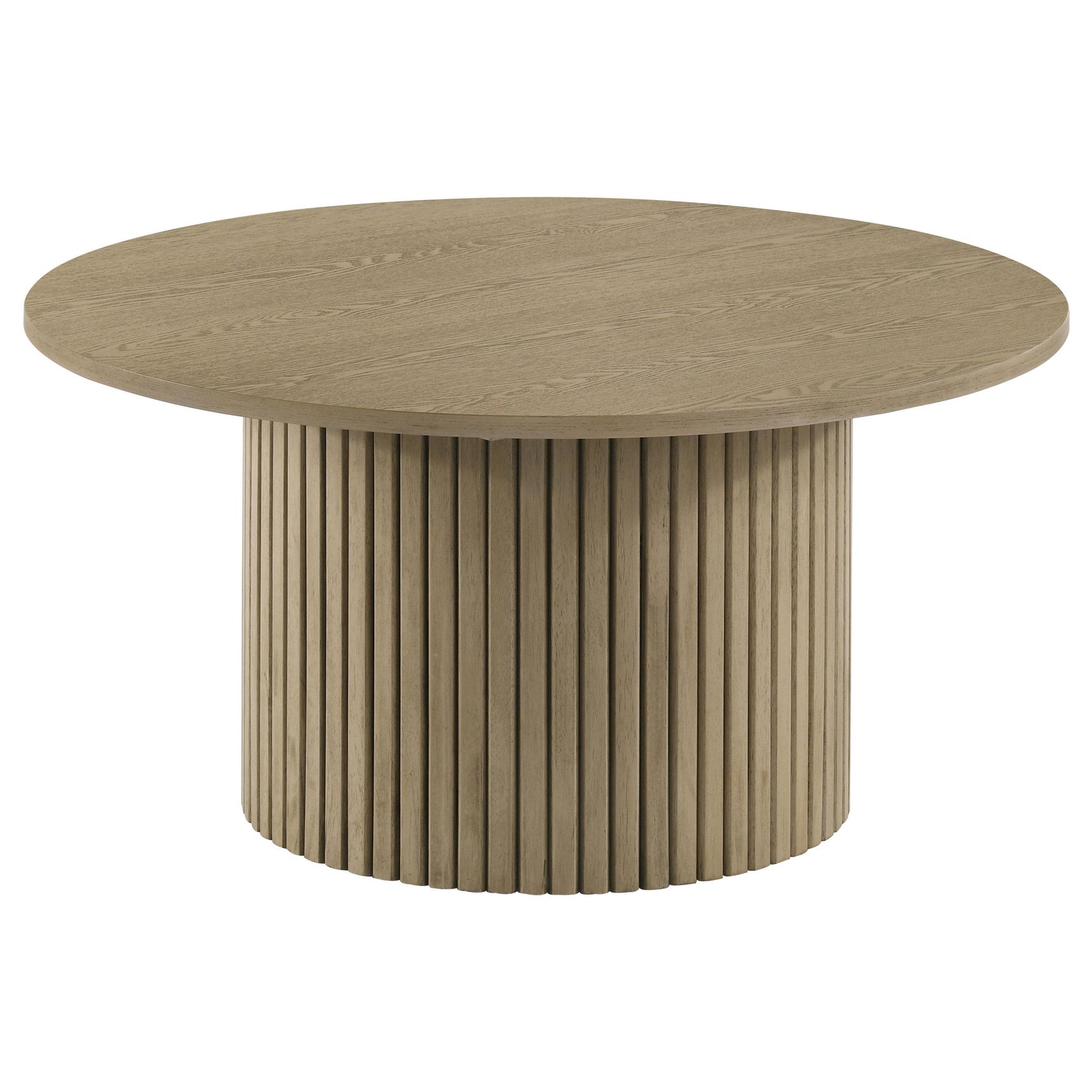 Hamlyn 3-piece Round Fluted Coffee and End Table Set Natural Oak