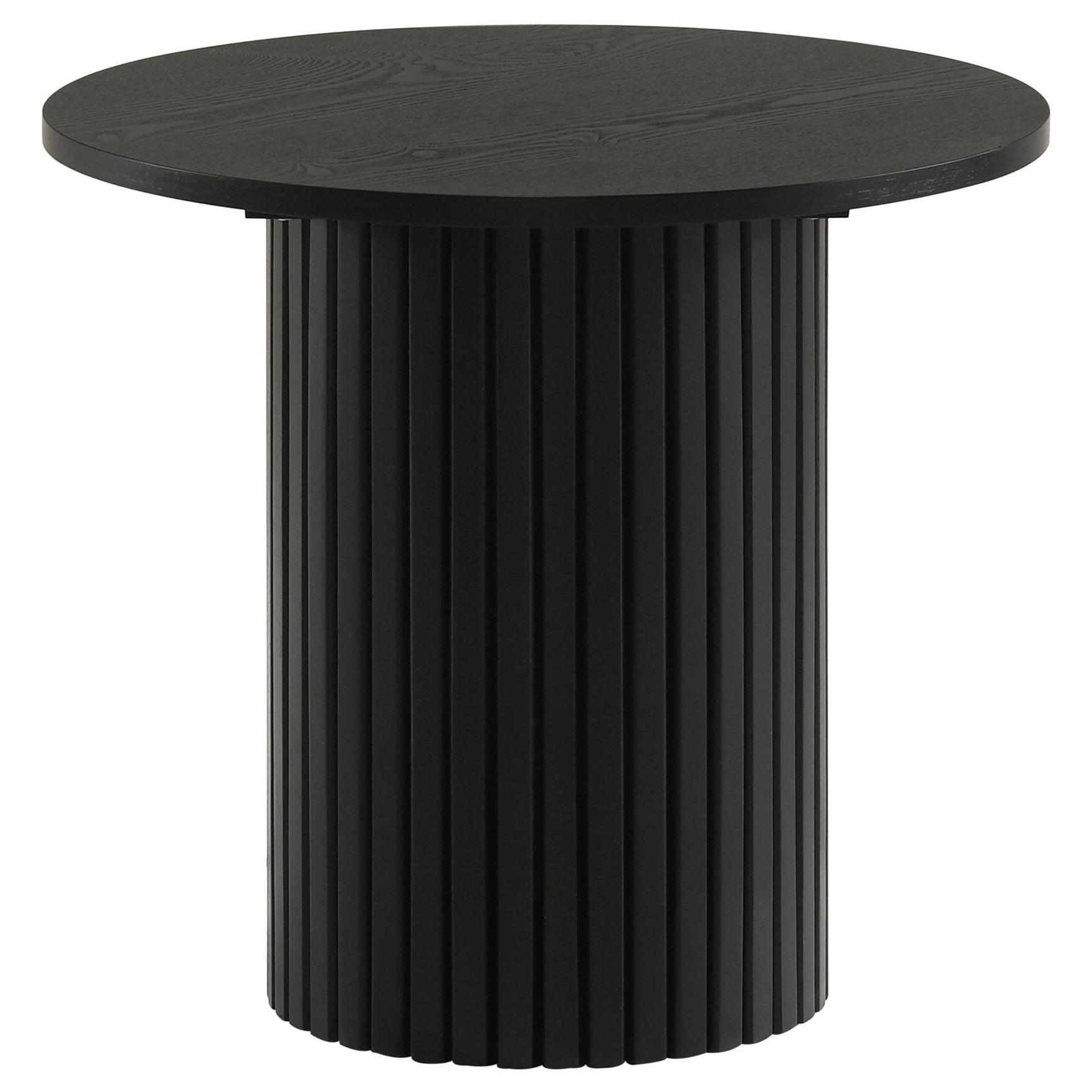 Hamlyn 2-piece Round Fluted Coffee and End Table Set Black