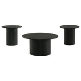 Hamlyn 3-piece Round Fluted Coffee and End Table Set Black