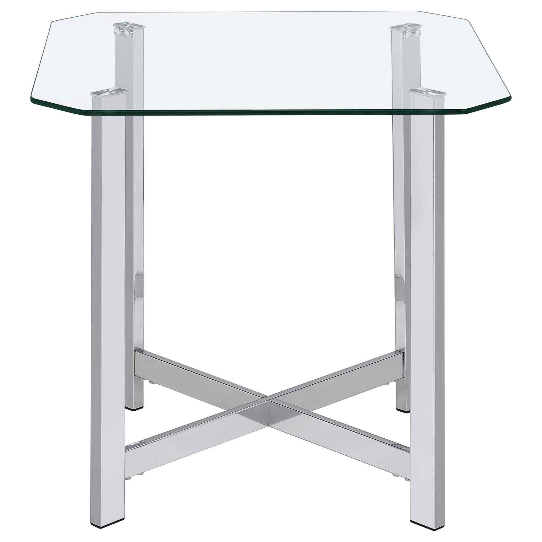 Cronin Square Tempered Glass Top Side End Table Chrome