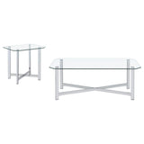 Cronin 2-piece Tempered Glass Top Coffee Table Set Chrome