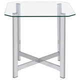 Cronin 3-piece Tempered Glass Top Coffee Table Set Chrome