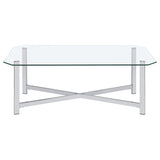 Cronin 3-piece Tempered Glass Top Coffee Table Set Chrome