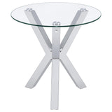 Kenzie Round Tempered Glass Top End Side Table Chrome