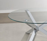 Kenzie Round Tempered Glass Top End Side Table Chrome