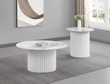 Rowena 2-piece Coffee and End Table Set White Faux Marble
