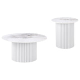 Rowena 2-piece Coffee and End Table Set White Faux Marble