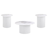 Rowena 3-piece Coffee and End Table Set White Faux Marble